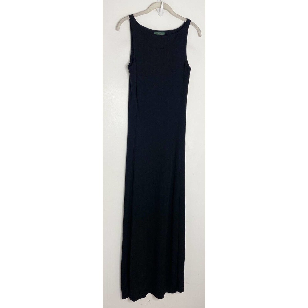 LAUREN Ralph Lauren Women Sleeveless Black Classic Knit Maxi Dress Size S New - Picture 2 of 5